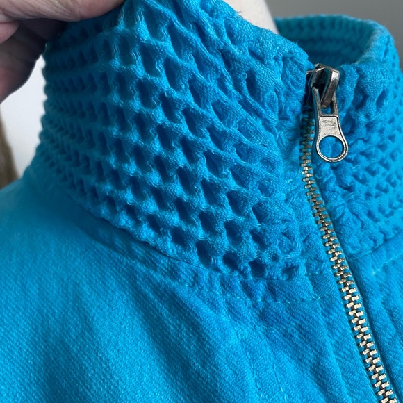 70’s style vest by Taylor hand tie dyed light blue white zip up pockets size S/M - Picture 2 of 9